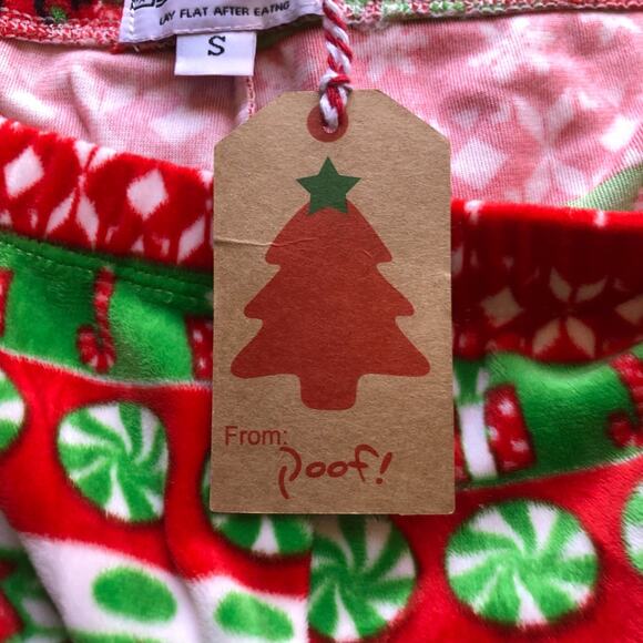 100% Poof Christmas Leggings Red Stretch Cotton Fair Isle Print Womens Small NWT - Picture 12 of 12